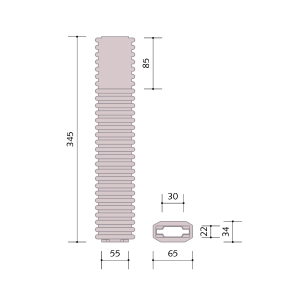 BELLOW WITH HOLE 30X15 MM FOR OVAL BACKPOST